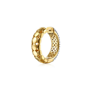 14K White  Yellow Gold Diamond 20mm Classic Hoop Earrings