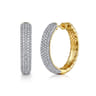 14K White  Yellow Gold Diamond 30mm Classic Hoop Earrings - 2.1 ct