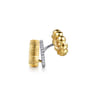 14K White  Yellow Gold Diamond And Bujukan With Scalloped Contour Single Huggie Earcuff - 0.1 ct