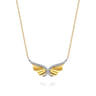 14K White  Yellow Gold Diamond Angel Wing Pendant Necklace - 0.14 ct