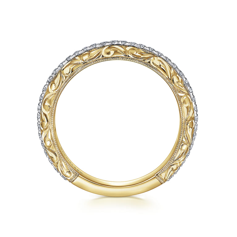 Fancy Wedding Ring in 14k Yellow/white Gold with Round Natural Diamond at Gabriel & Co. - Shot 2