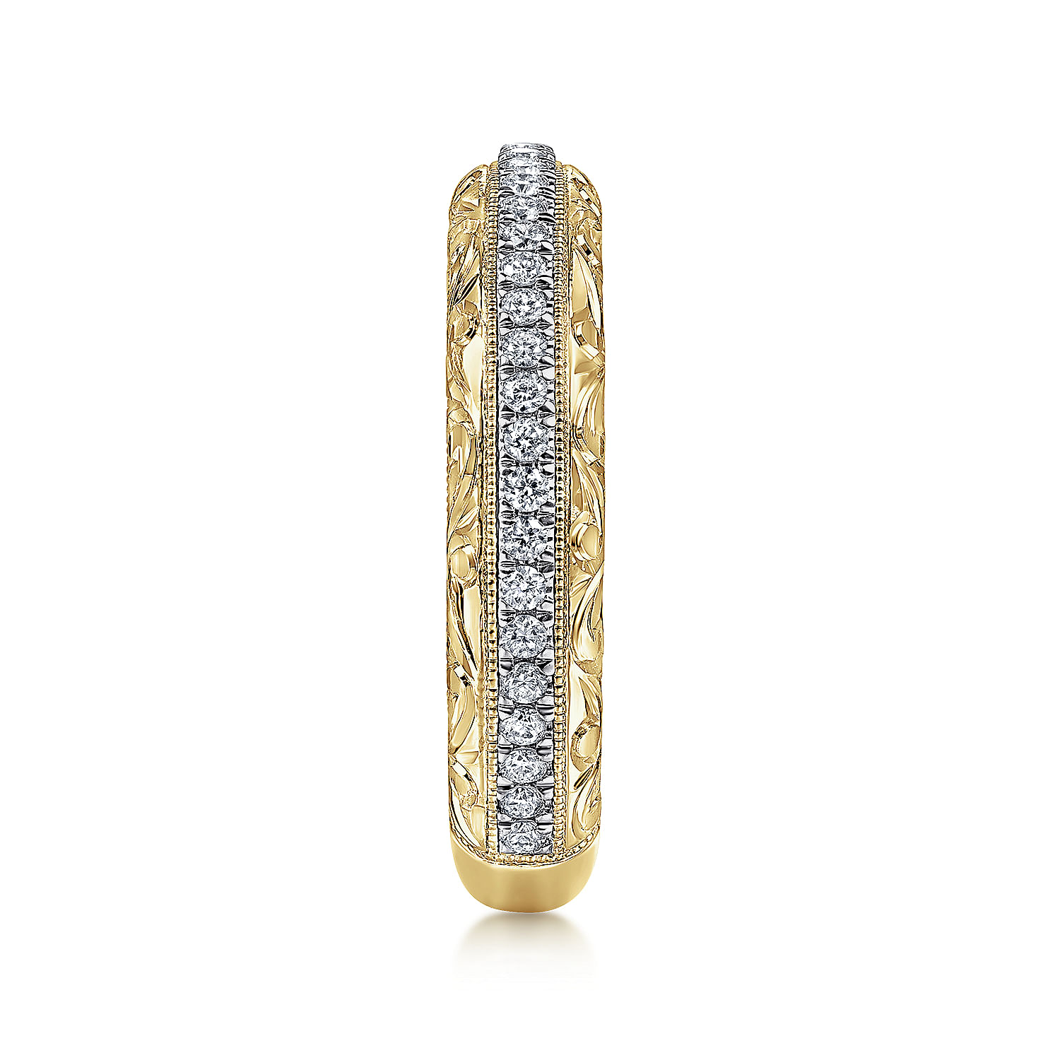 14K White-Yellow Gold Diamond Anniversary Band with Engraved Frame - 0.27 ct - Shot 4