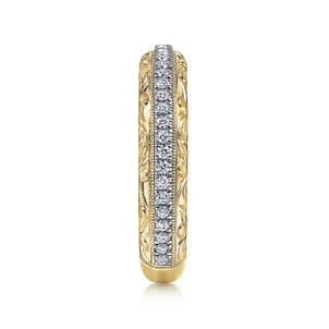 14K White-Yellow Gold Diamond Anniversary Band with Engraved Frame