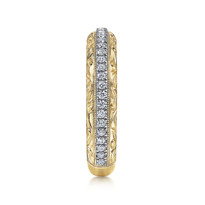 14K White-Yellow Gold Diamond Anniversary Band with Engraved Frame