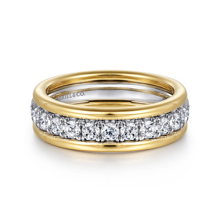 Fancy Wedding Ring in 14k Yellow/white Gold with Round Natural Diamond at Gabriel & Co. - Shot 1