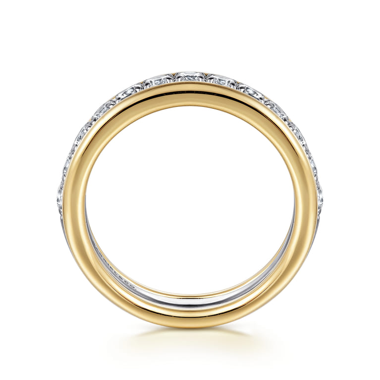 Fancy Wedding Ring in 14k Yellow/white Gold with Round Natural Diamond at Gabriel & Co. - Shot 2