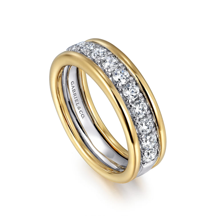 Fancy Wedding Ring in 14k Yellow/white Gold with Round Natural Diamond at Gabriel & Co. - Shot 3
