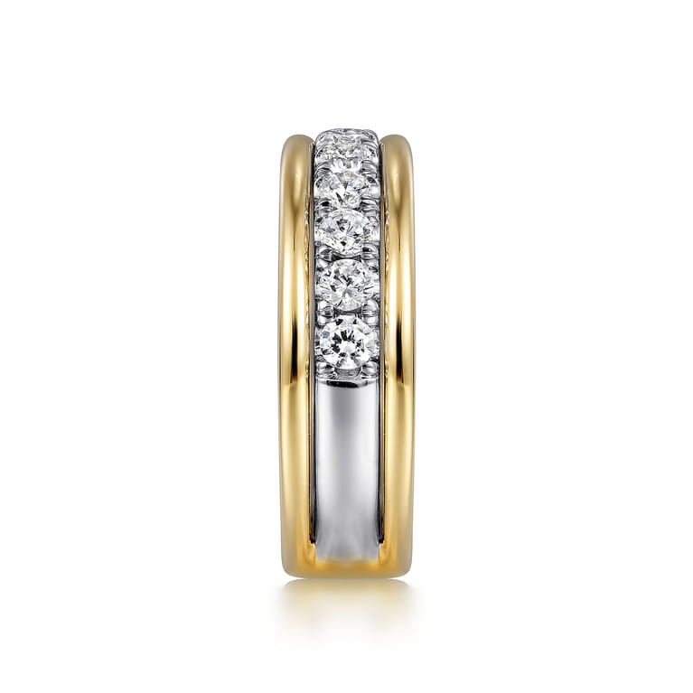 Fancy Wedding Ring in 14k Yellow/white Gold with Round Natural Diamond at Gabriel & Co. - Shot 4