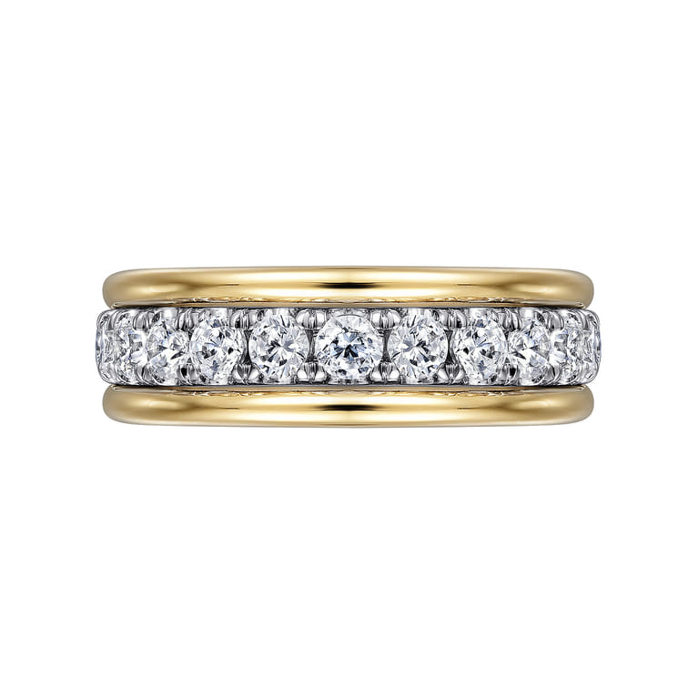 Fancy Wedding Ring in 14k Yellow/white Gold with Round Natural Diamond at Gabriel & Co. - Shot 6