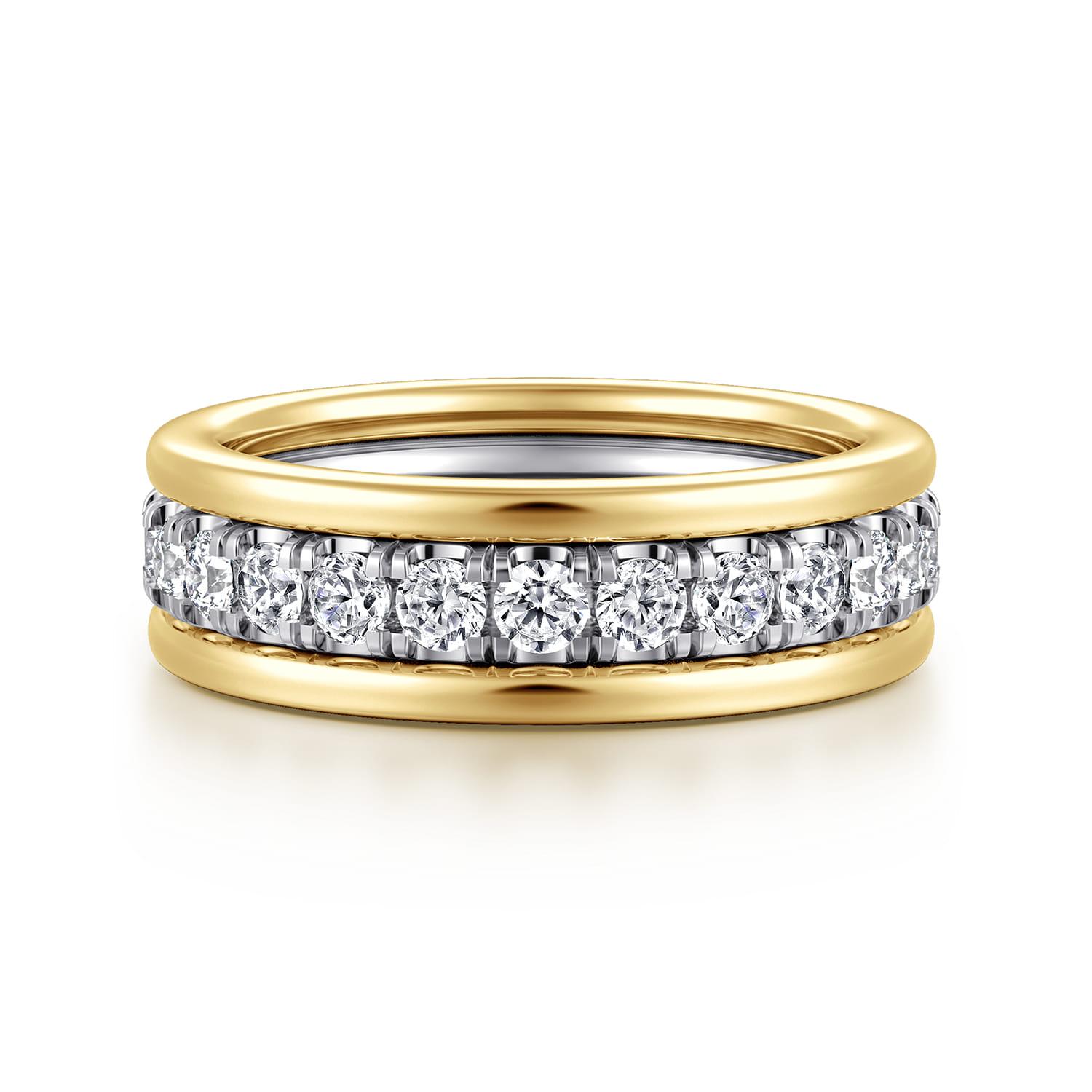 Fancy Wedding Ring in 14k Yellow/white Gold with Round Natural Diamond at Gabriel & Co. - Shot 1
