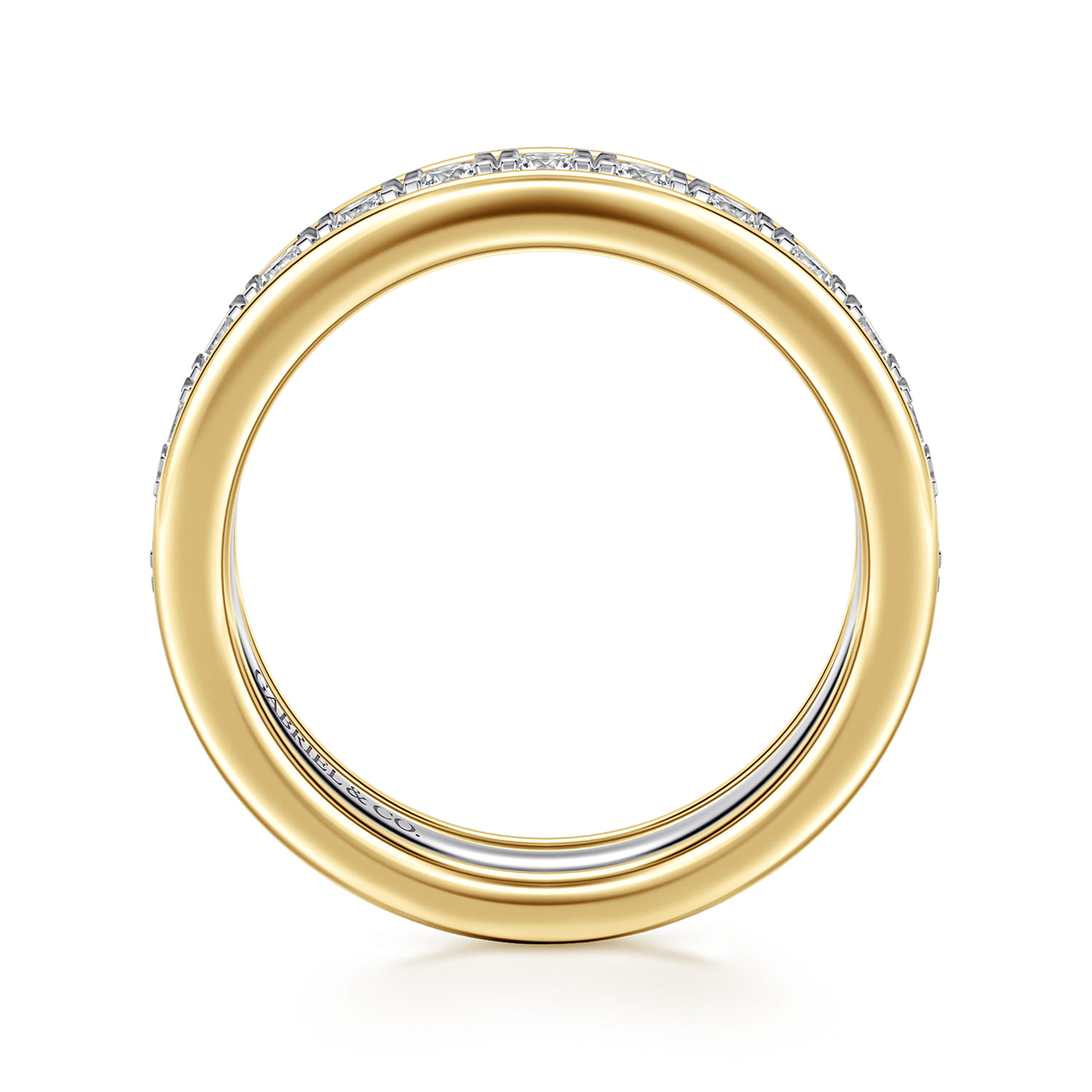 Fancy Wedding Ring in 14k Yellow/white Gold with Round Natural Diamond at Gabriel & Co. - Shot 2