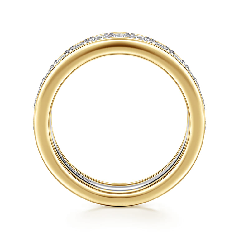 Fancy Wedding Ring in 14k Yellow/white Gold with Round Natural Diamond at Gabriel & Co. - Shot 2