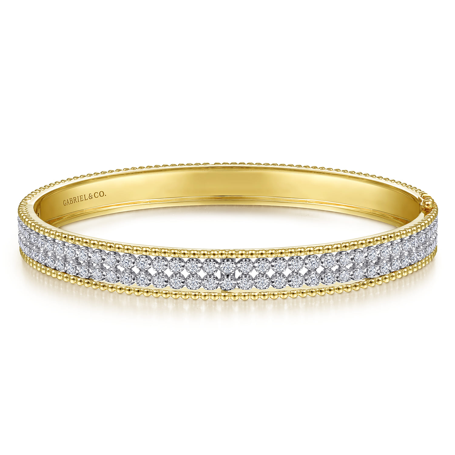 14K White-Yellow Gold Diamond Bangle - 1 ct - Shot 1
