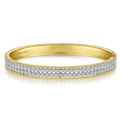 14K White-Yellow Gold Diamond Bangle