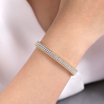 14K White-Yellow Gold Diamond Bangle