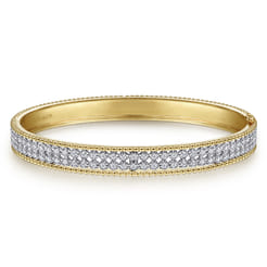 14K White-Yellow Gold Diamond Bangle