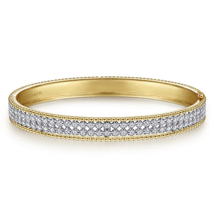 14K White-Yellow Gold Diamond Bangle