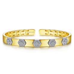 14K White-Yellow Gold Diamond Bangle