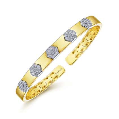 14K White-Yellow Gold Diamond Bangle