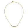 14K White  Yellow Gold Diamond Bar Necklace With Hollow Paperclip Chain - 0.3 ct