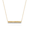 14K White Yellow Gold Diamond Bar Necklace with Diamond Cut Texture - 0.35 ct