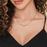 14K White Yellow Gold Diamond Bar Necklace with Hollow Paperclip Chain - 0.35 ct