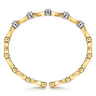 14K White  Yellow Gold Diamond Brush Finish Bamboo Bangle Bracelet - 0.5 ct