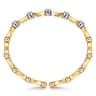 14K White  Yellow Gold Diamond Brush Finish Bamboo Bangle Bracelet - 0.5 ct