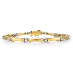 14K-White--Yellow-Gold-Diamond-Brush-Finish-Bamboo-Tennis-Bracelet1