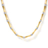 14K White  Yellow Gold Diamond Brush Finish Bamboo Tennis Necklace - 1.08 ct