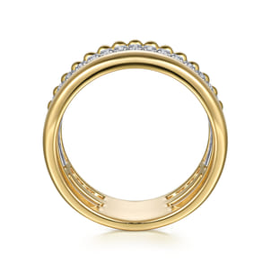 14K White-Yellow Gold Diamond Bujukan Easy Stackable Ring