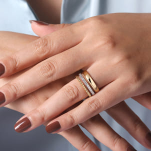 14K White-Yellow Gold Diamond Bujukan Easy Stackable Ring