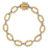 14K White-Yellow Gold Diamond Bujukan Link Tennis Bracelet - 0.31 ct