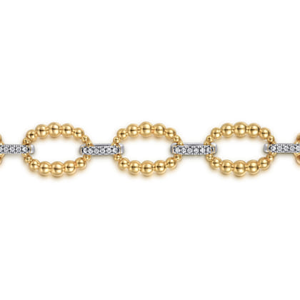 14K White-Yellow Gold Diamond Bujukan Link Tennis Bracelet