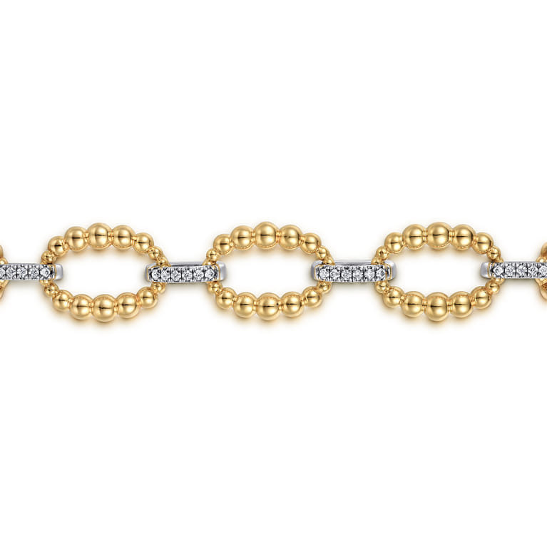 14K White-Yellow Gold Diamond Bujukan Link Tennis Bracelet - 0.31 ct - Shot 2