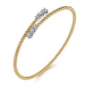 14K White  Yellow Gold Diamond Bypass Bangle Bracelet-Bujukan - 0.4 ct
