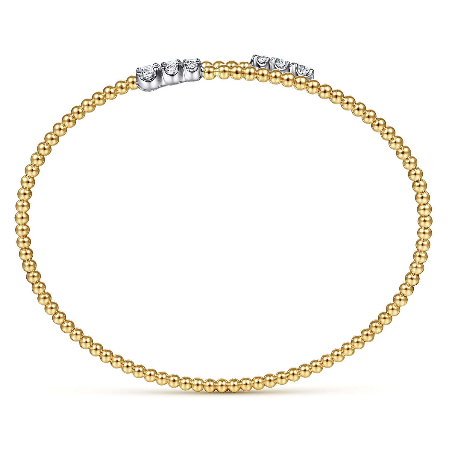 14K White  Yellow Gold Diamond Bypass Bangle Bracelet-Bujukan - 0.4 ct - Shot 3