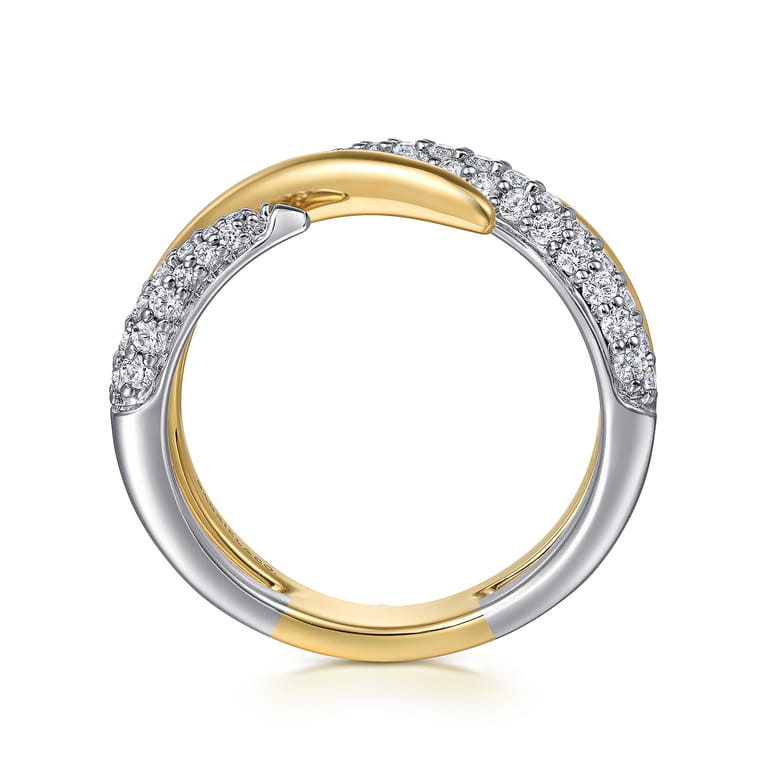 14K White Yellow Gold Diamond Bypass Ring - 0.55 ct - Shot 2