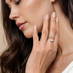 14K White  Yellow Gold Diamond Bypass Ring