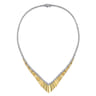 14K White  Yellow Gold Diamond Chevron Necklace - 2.5 ct