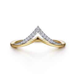 14K White  Yellow Gold Diamond Chevron Ring