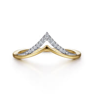 14K White  Yellow Gold Diamond Chevron Ring