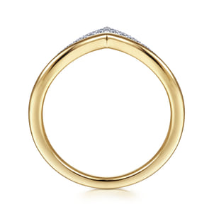 14K White-Yellow Gold Diamond Chevron Ring