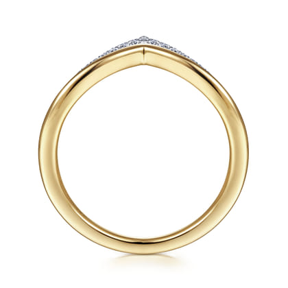 14K White  Yellow Gold Diamond Chevron Ring
