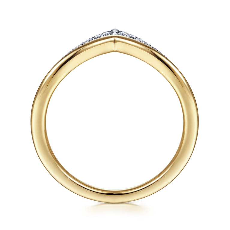 14K White  Yellow Gold Diamond Chevron Ring - 0.09 ct - Shot 2