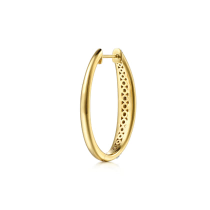 14K White  Yellow Gold Diamond Classic Hoop Earrings