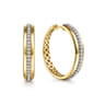 14K White  Yellow Gold Diamond Classic Hoop Earrings - 0.5 ct