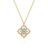 14K White  Yellow Gold Diamond Clover Pendant Necklace - 0.35 ct