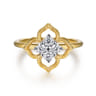 14K White  Yellow Gold Diamond Clover Ring - 0.35 ct