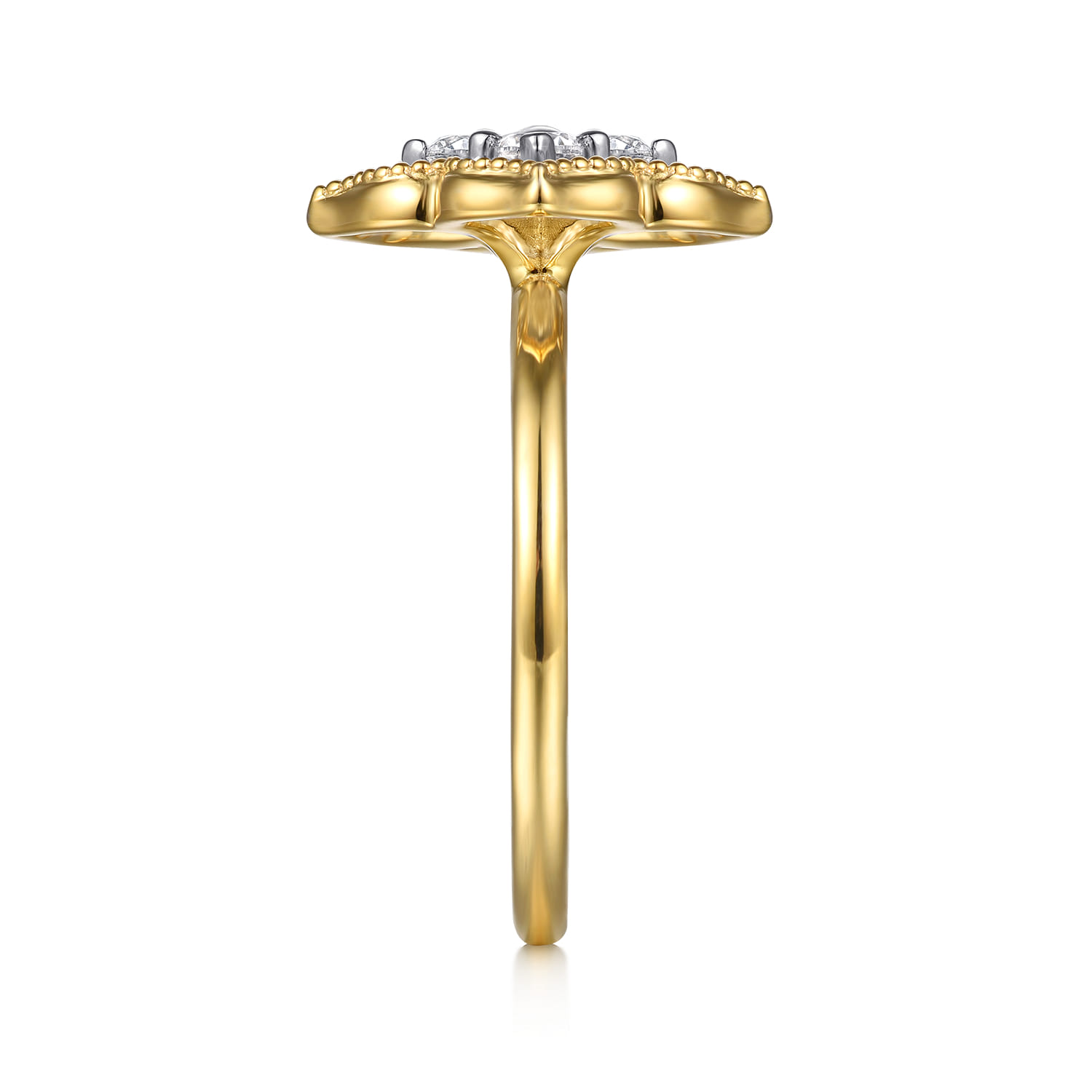 14K White  Yellow Gold Diamond Clover Ring